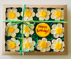 HAPPY BIRTHDAY DAISIES DELUXE COOKIE GIFT BOX
